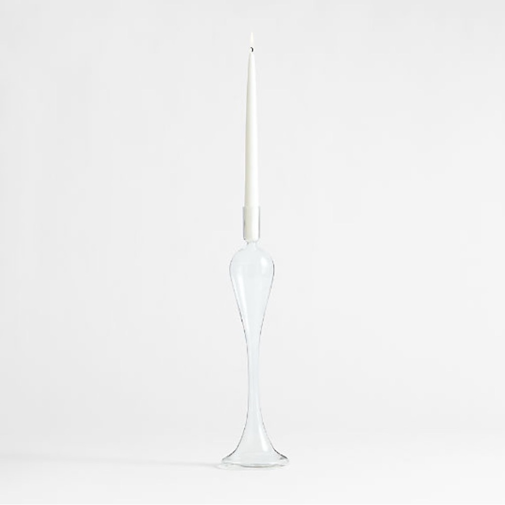 New! Crate&Barrel Clear Glass Sculptural Candle Holder 20” - Picture 2 of 4
